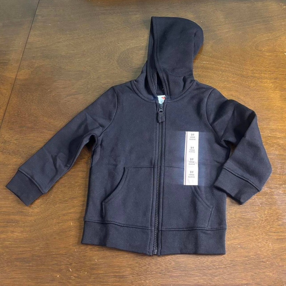 Cat & Jack Kids' Black Jacket 2T Hoodie Full Zip Sweater NWT Toddler Fall Winter